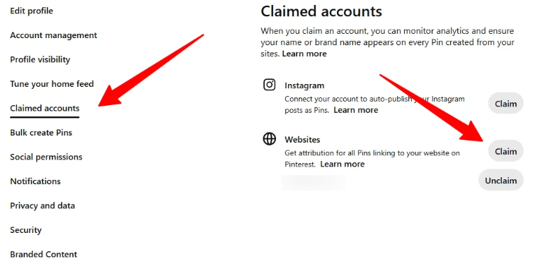 clain website pinterest